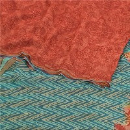 Sanskriti Vintage Red Sarees Pure Georgette Silk Printed Sari 5YD Craft Sustainable Fabric