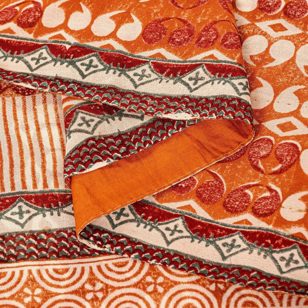Sanskriti Vintage Rusty Orange Sarees Pure Georgette Silk Printed Sari Sustainable Fabric