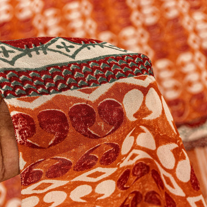 Sanskriti Vintage Rusty Orange Sarees Pure Georgette Silk Printed Sari Sustainable Fabric