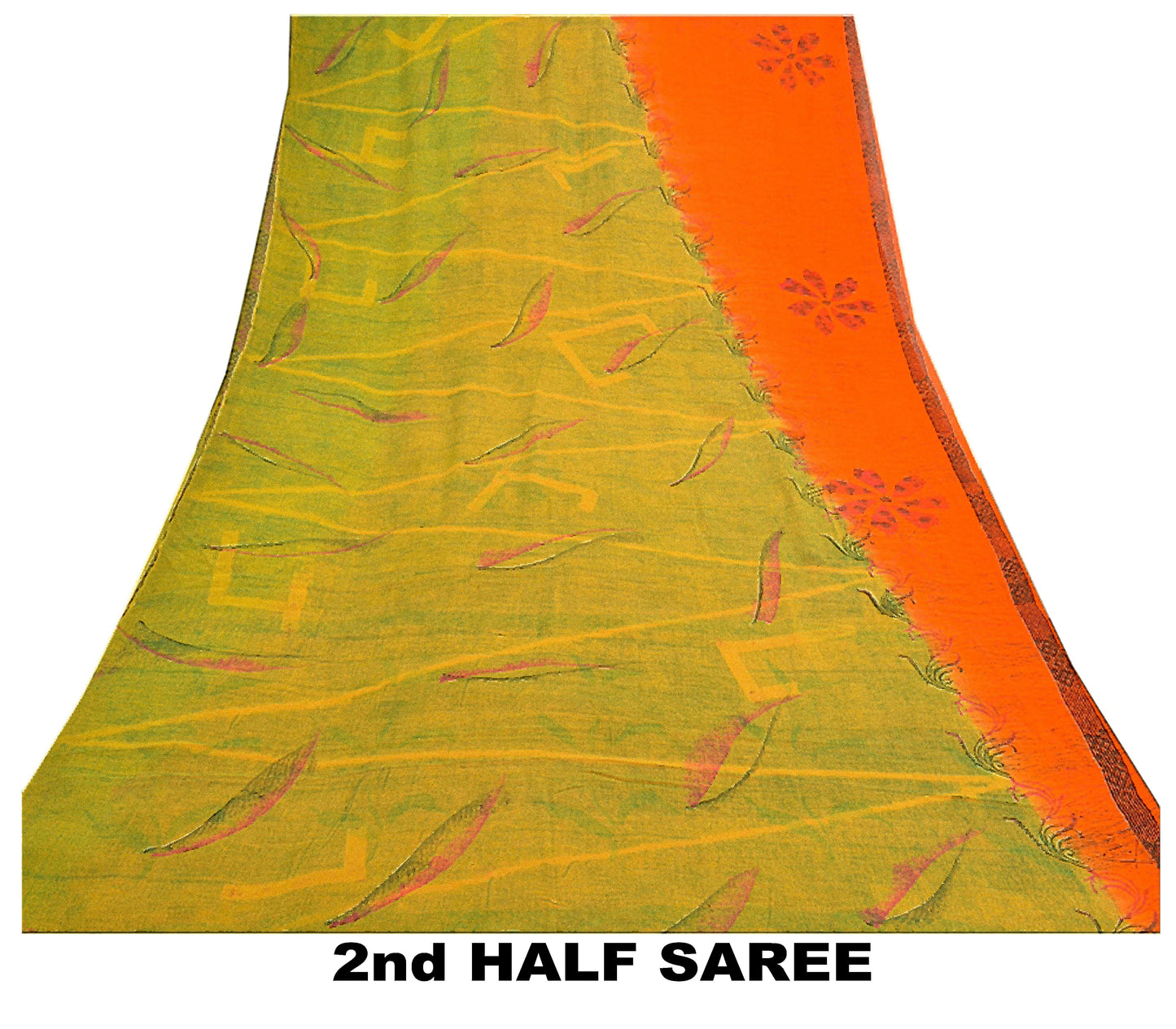 Sanskriti Vintage Orange Sarees Pure Georgette Silk Printed Sari Craft Sustainable Fabric