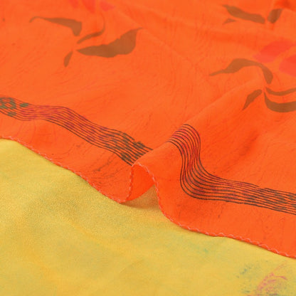 Sanskriti Vintage Orange Sarees Pure Georgette Silk Printed Sari Craft Sustainable Fabric