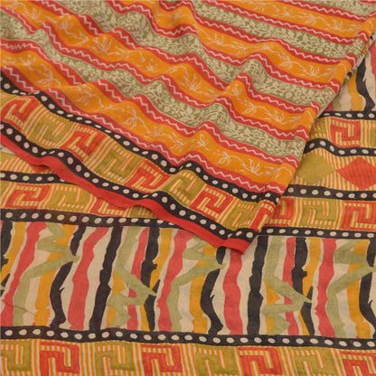 Sanskriti Vintage Indian Sarees Pure Georgette Silk Printed Sari Craft Sustainable Fabric