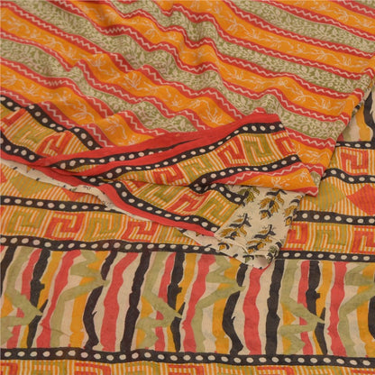 Sanskriti Vintage Indian Sarees Pure Georgette Silk Printed Sari Craft Sustainable Fabric