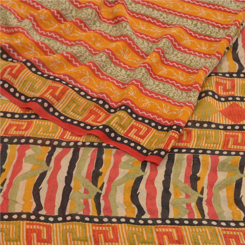 Sanskriti Vintage Indian Sarees Pure Georgette Silk Printed Sari Craft Sustainable Fabric