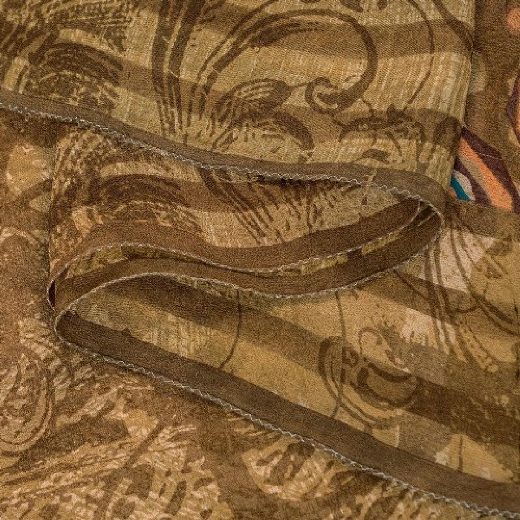 Sanskriti Vintage Brown Sarees Pure Georgette Silk Printed Sari 5YD Craft Sustainable Fabric