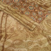 Sanskriti Vintage Brown Sarees Pure Georgette Silk Printed Sari 5YD Craft Sustainable Fabric