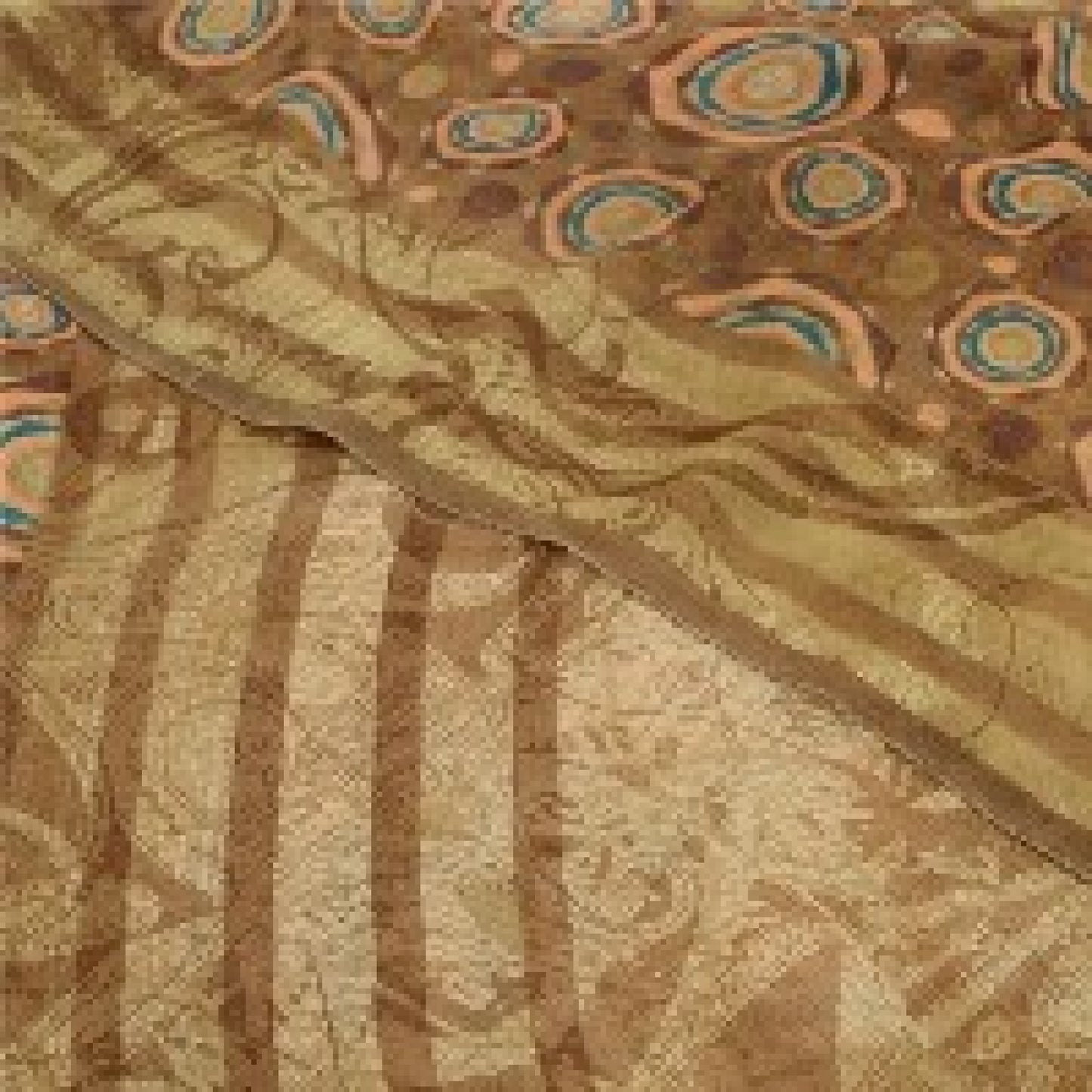 Sanskriti Vintage Brown Sarees Pure Georgette Silk Printed Sari 5YD Craft Sustainable Fabric
