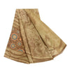 Sanskriti Vintage Brown Sarees Pure Georgette Silk Printed Sari 5YD Craft Sustainable Fabric