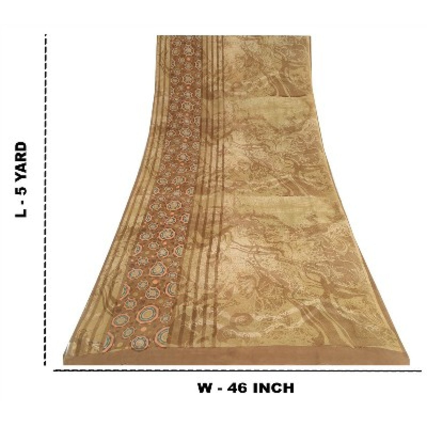 Sanskriti Vintage Brown Sarees Pure Georgette Silk Printed Sari 5YD Craft Sustainable Fabric