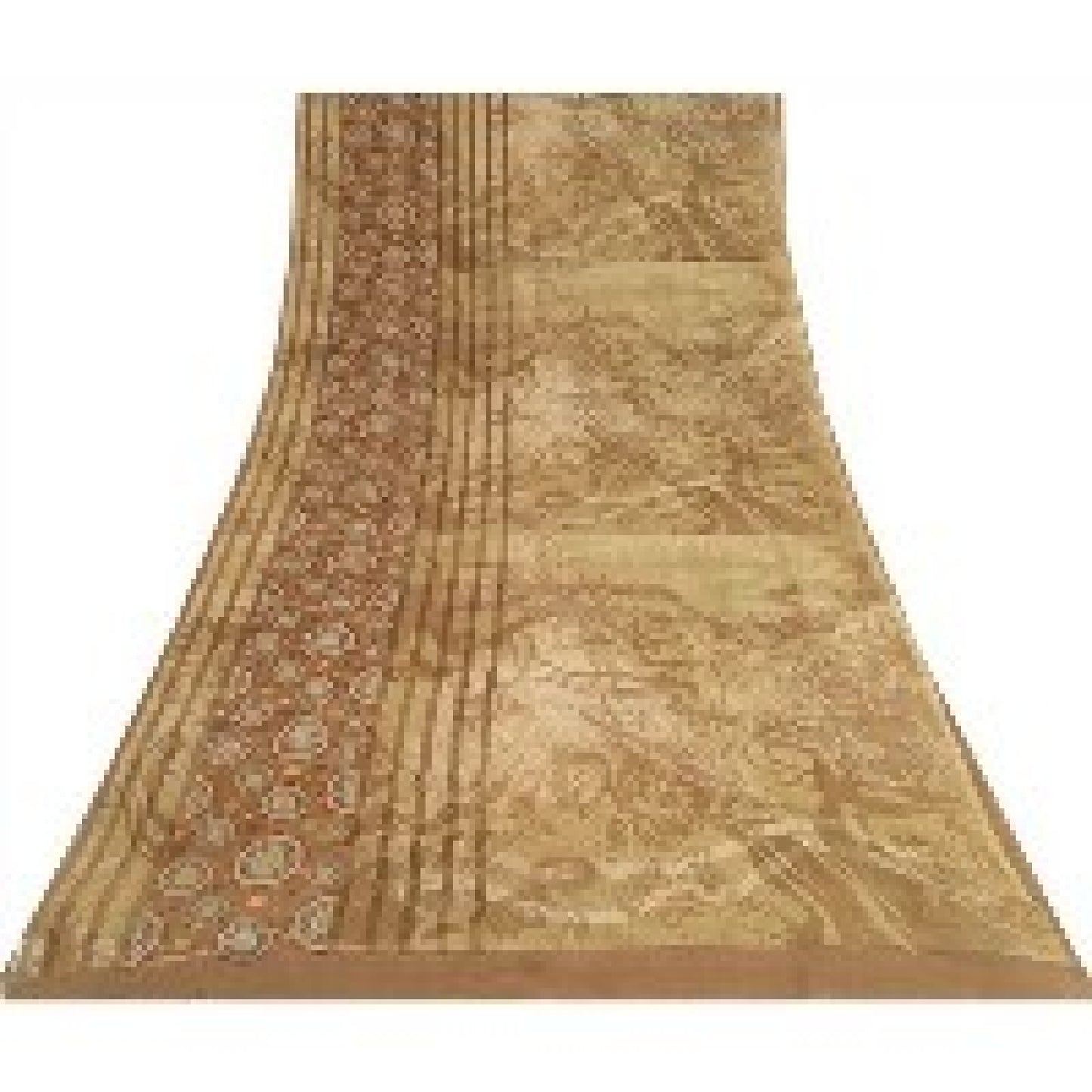 Sanskriti Vintage Brown Sarees Pure Georgette Silk Printed Sari 5YD Craft Sustainable Fabric