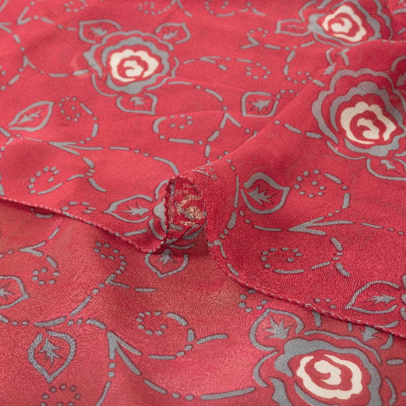 Sanskriti Vintage Red Sarees Pure Georgette Silk Printed Blouse Pc Sari Sustainable Fabric