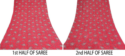 Sanskriti Vintage Red Sarees Pure Georgette Silk Printed Blouse Pc Sari Sustainable Fabric