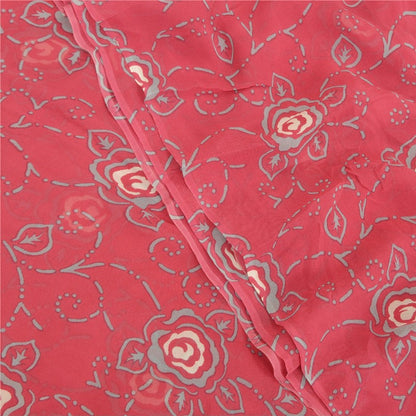 Sanskriti Vintage Red Sarees Pure Georgette Silk Printed Blouse Pc Sari Sustainable Fabric