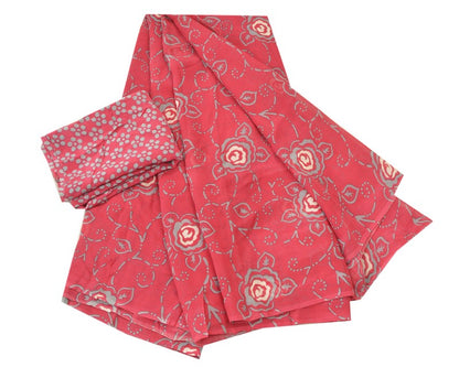 Sanskriti Vintage Red Sarees Pure Georgette Silk Printed Blouse Pc Sari Sustainable Fabric