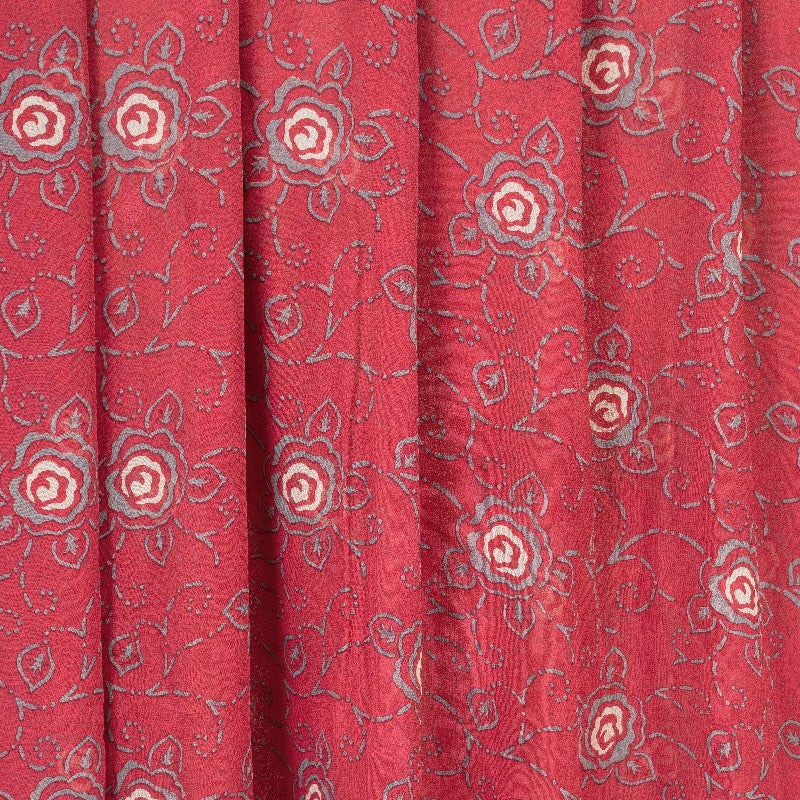 Sanskriti Vintage Red Sarees Pure Georgette Silk Printed Blouse Pc Sari Sustainable Fabric