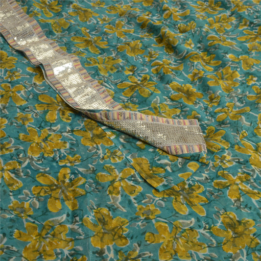 Sanskriti Vintage Multicolor Sarees Pure Georgette Printed Sari Craft Fabric