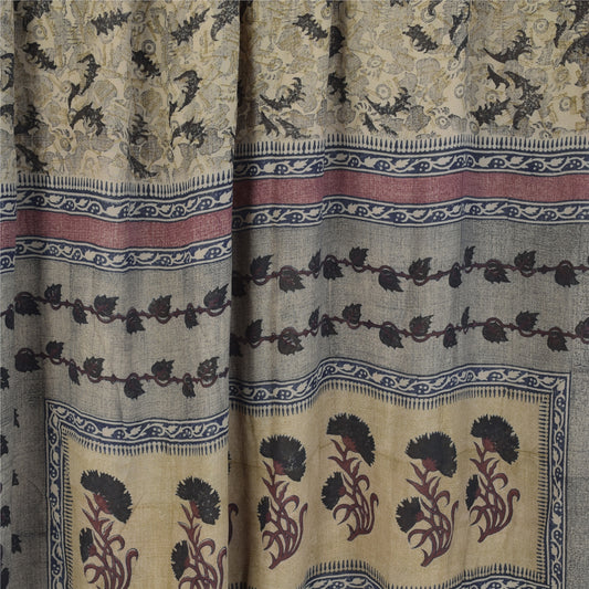 Sanskriti Vintage shade of Ivory Sarees Pure Georgette Printed Sari Craft Fabric