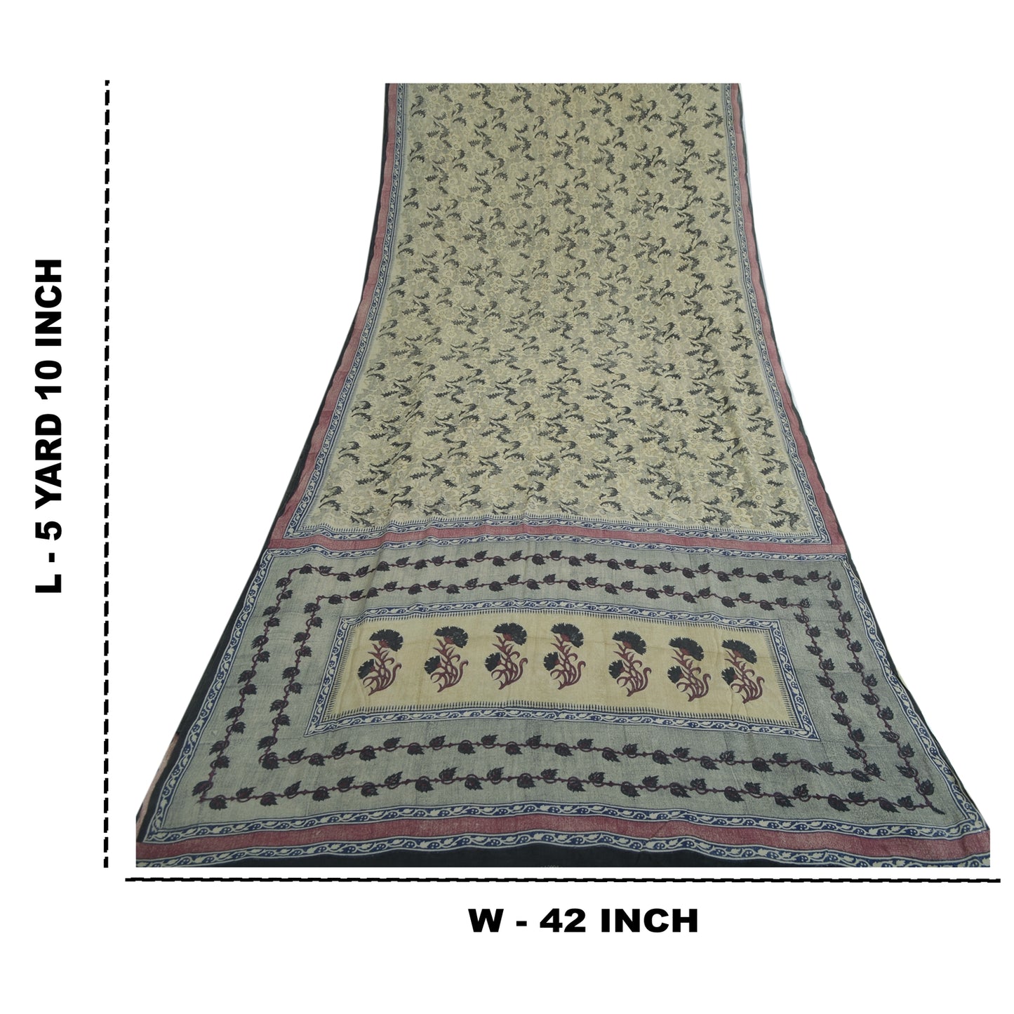 Sanskriti Vintage shade of Ivory Sarees Pure Georgette Printed Sari Craft Fabric