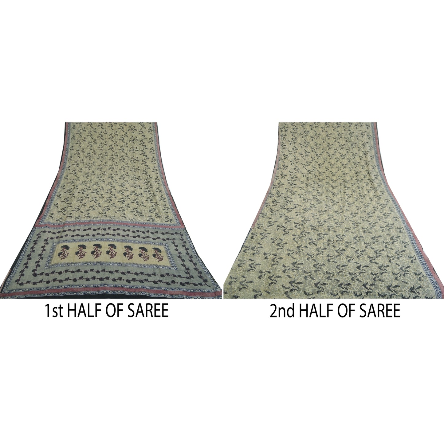 Sanskriti Vintage shade of Ivory Sarees Pure Georgette Printed Sari Craft Fabric