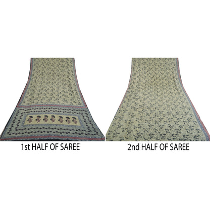 Sanskriti Vintage shade of Ivory Sarees Pure Georgette Printed Sari Craft Fabric