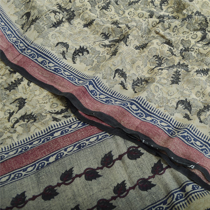 Sanskriti Vintage shade of Ivory Sarees Pure Georgette Printed Sari Craft Fabric