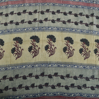 Sanskriti Vintage shade of Ivory Sarees Pure Georgette Printed Sari Craft Fabric