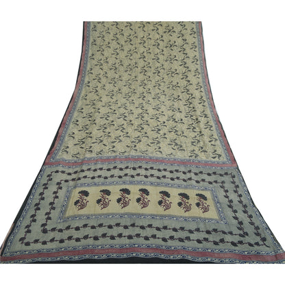 Sanskriti Vintage shade of Ivory Sarees Pure Georgette Printed Sari Craft Fabric