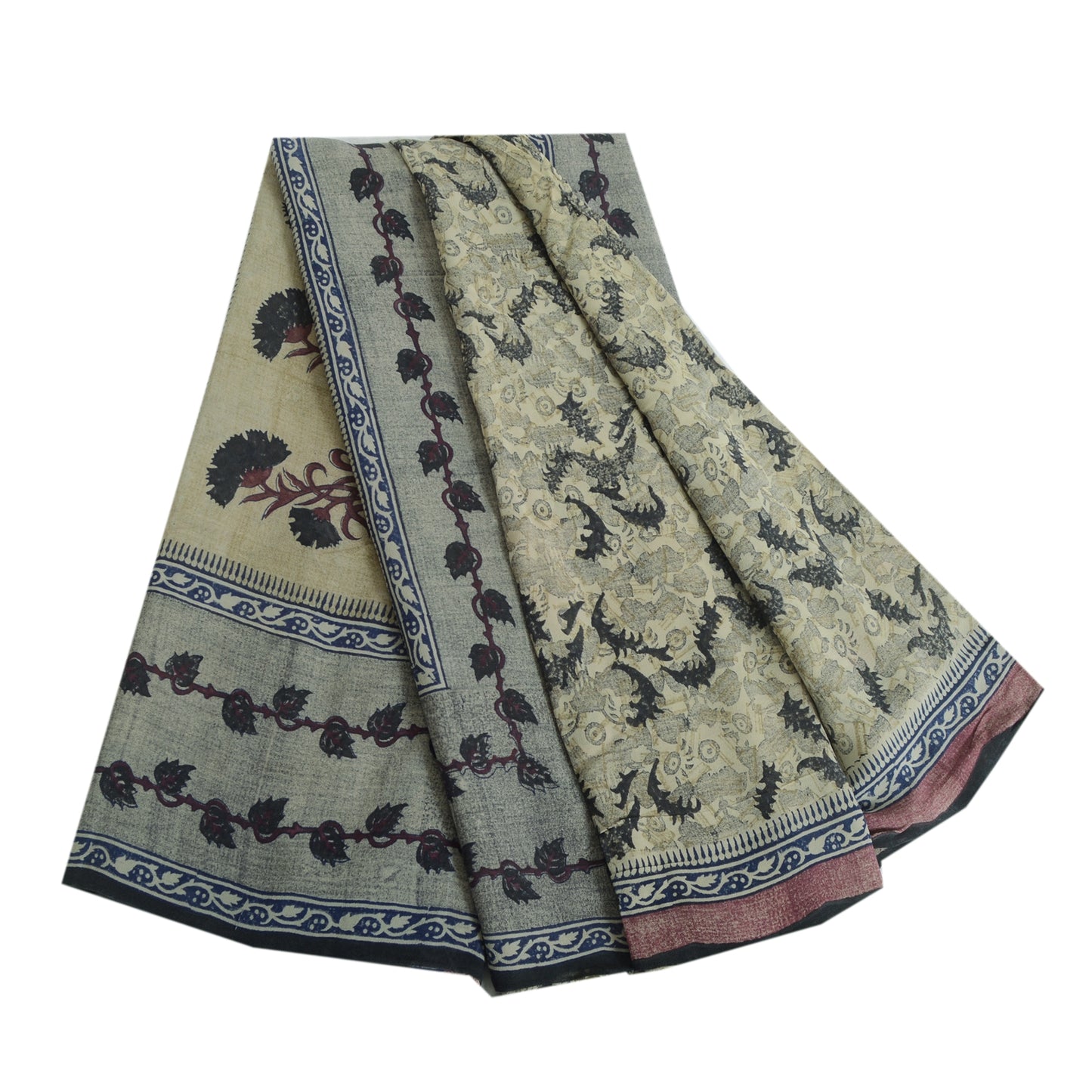 Sanskriti Vintage shade of Ivory Sarees Pure Georgette Printed Sari Craft Fabric