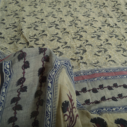 Sanskriti Vintage shade of Ivory Sarees Pure Georgette Printed Sari Craft Fabric