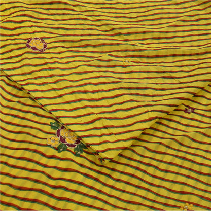 Sanskriti Vintage Blend Georgette Sarees Lemon Leheria Printed Sari Dress Fabric