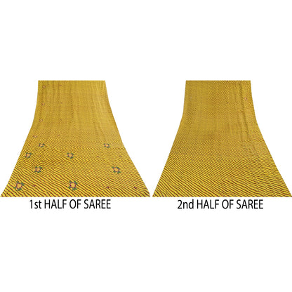 Sanskriti Vintage Blend Georgette Sarees Lemon Leheria Printed Sari Dress Fabric