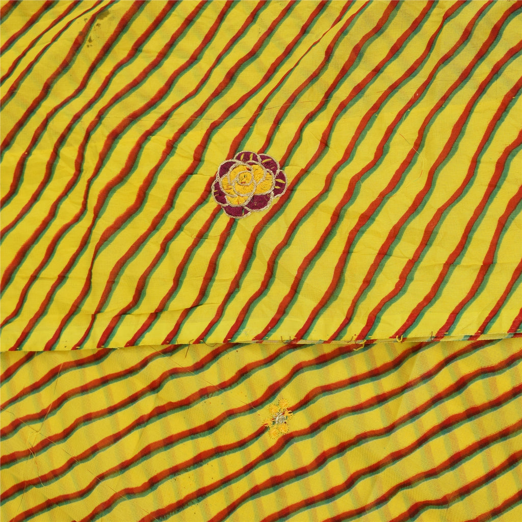 Sanskriti Vintage Blend Georgette Sarees Lemon Leheria Printed Sari Dress Fabric