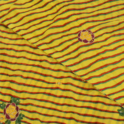 Sanskriti Vintage Blend Georgette Sarees Lemon Leheria Printed Sari Dress Fabric