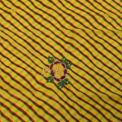 Sanskriti Vintage Blend Georgette Sarees Lemon Leheria Printed Sari Dress Fabric