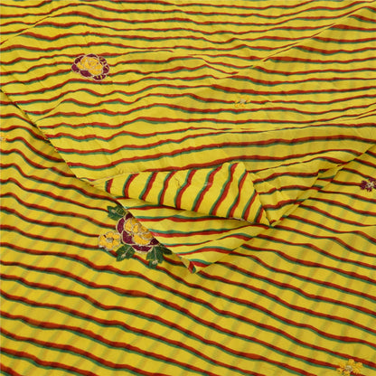 Sanskriti Vintage Blend Georgette Sarees Lemon Leheria Printed Sari Dress Fabric