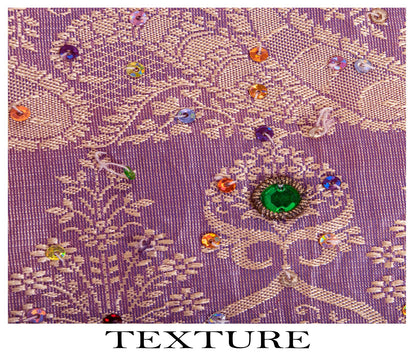 Sanskriti Vintage Saree Yellow-Purple Art Silk Hand Embroidery-Woven Fabric Sari