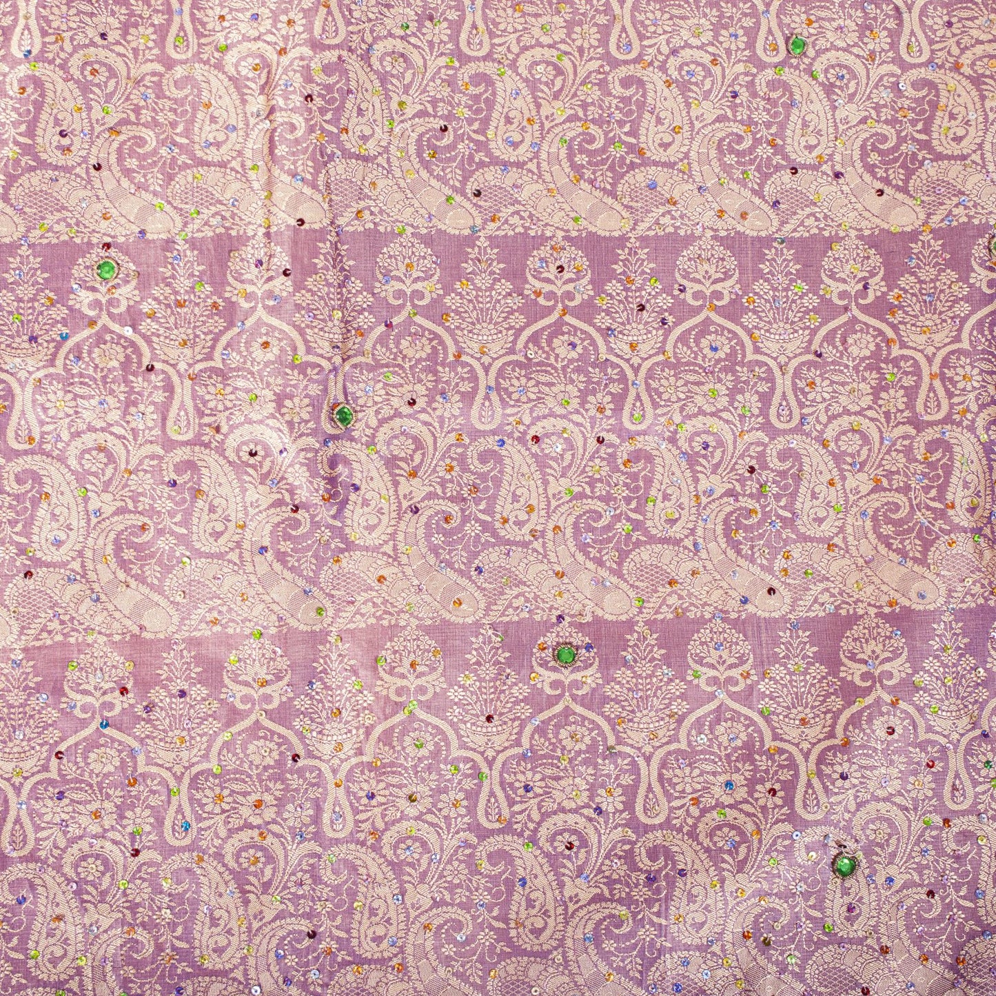 Sanskriti Vintage Saree Yellow-Purple Art Silk Hand Embroidery-Woven Fabric Sari