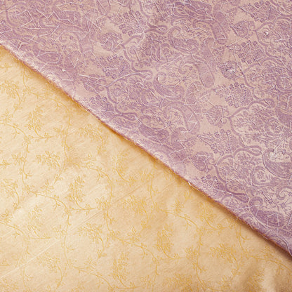 Sanskriti Vintage Saree Yellow-Purple Art Silk Hand Embroidery-Woven Fabric Sari