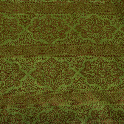 Sanskriti Vintage Saree Green 100% Pure Silk Woven Craft Fabric Bollywood Sari
