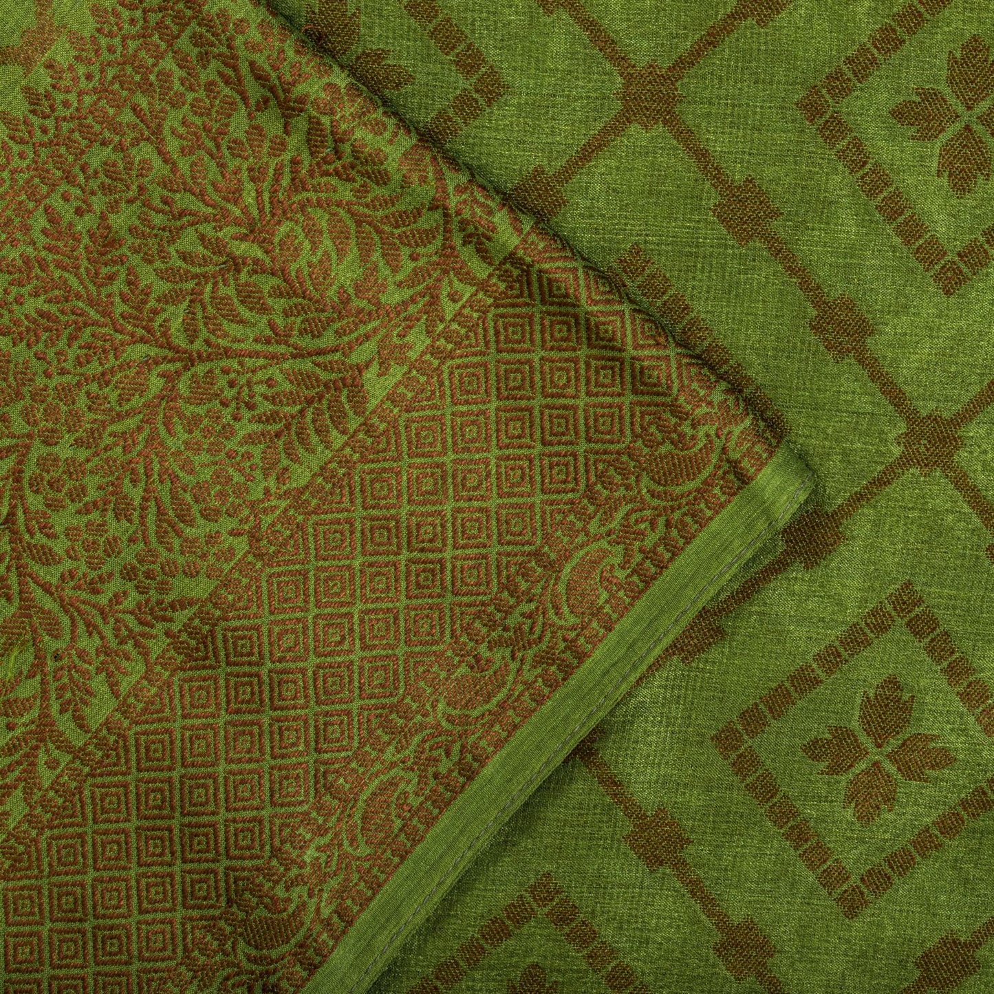 Sanskriti Vintage Saree Green 100% Pure Silk Woven Craft Fabric Bollywood Sari