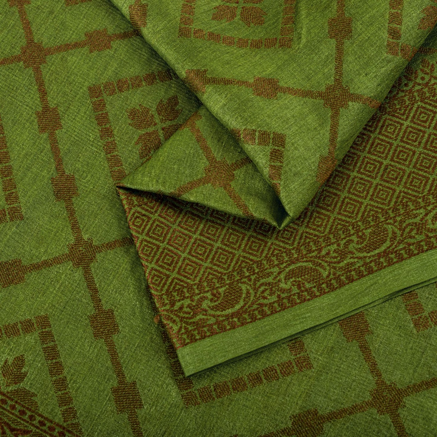 Sanskriti Vintage Saree Green 100% Pure Silk Woven Craft Fabric Bollywood Sari