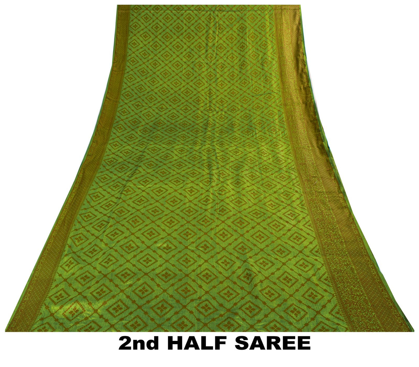 Sanskriti Vintage Saree Green 100% Pure Silk Woven Craft Fabric Bollywood Sari