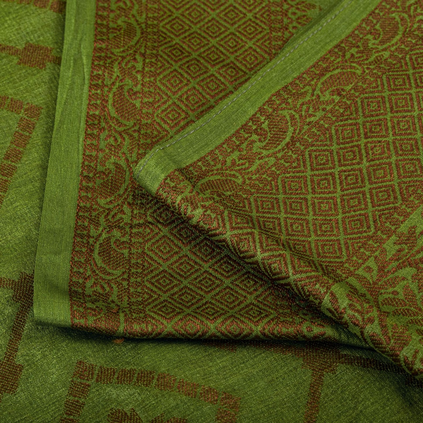 Sanskriti Vintage Saree Green 100% Pure Silk Woven Craft Fabric Bollywood Sari