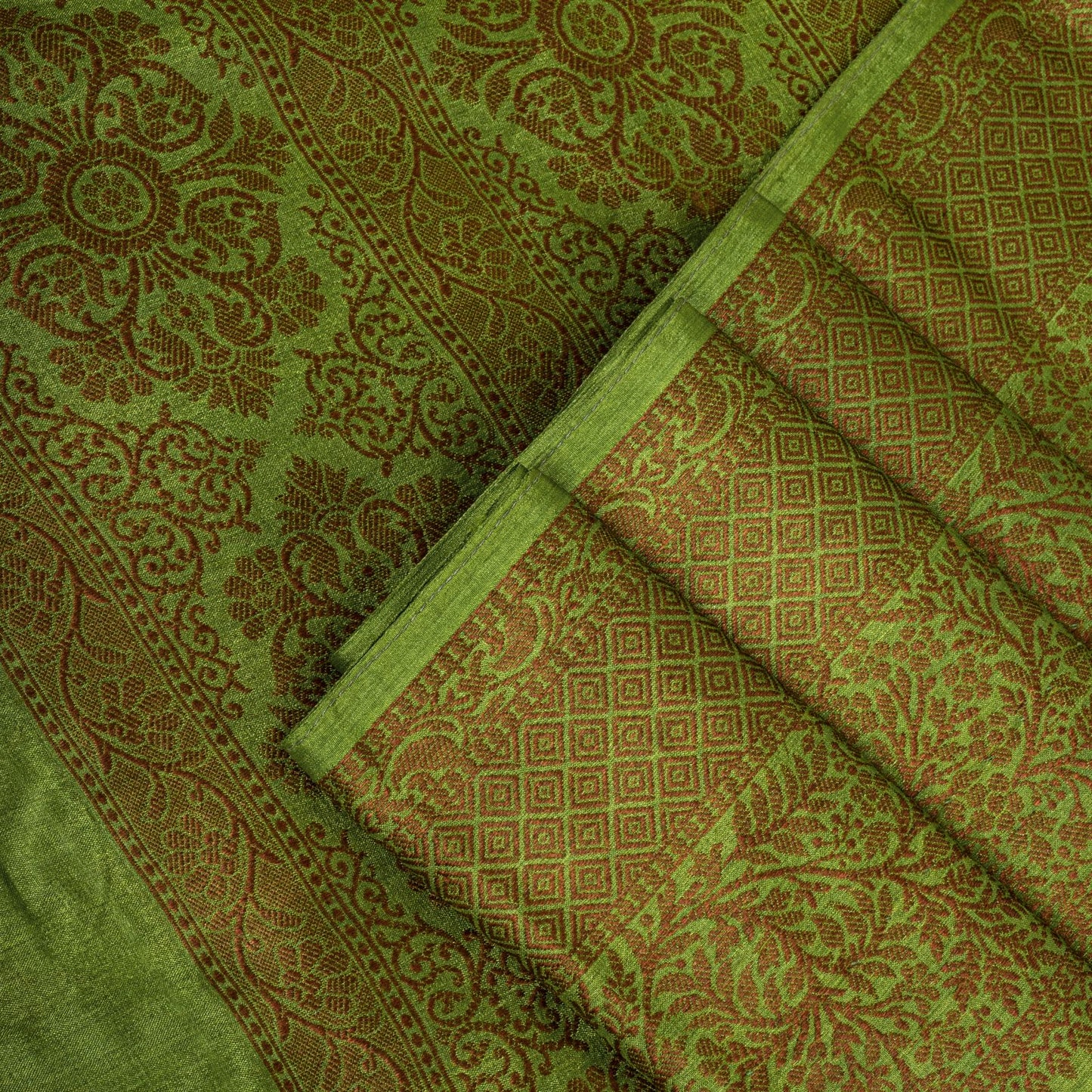 Sanskriti Vintage Saree Green 100% Pure Silk Woven Craft Fabric Bollywood Sari