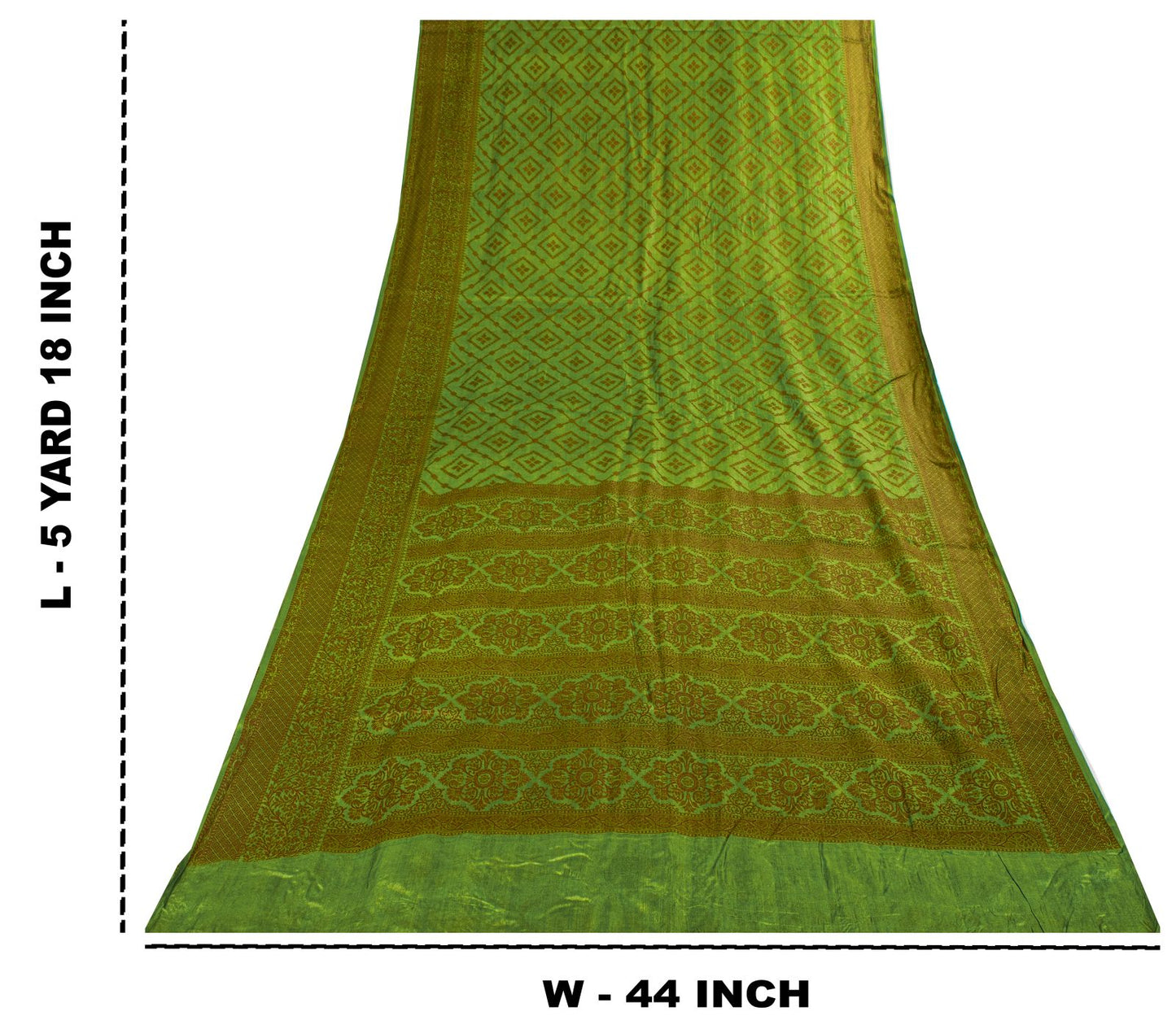 Sanskriti Vintage Saree Green 100% Pure Silk Woven Craft Fabric Bollywood Sari