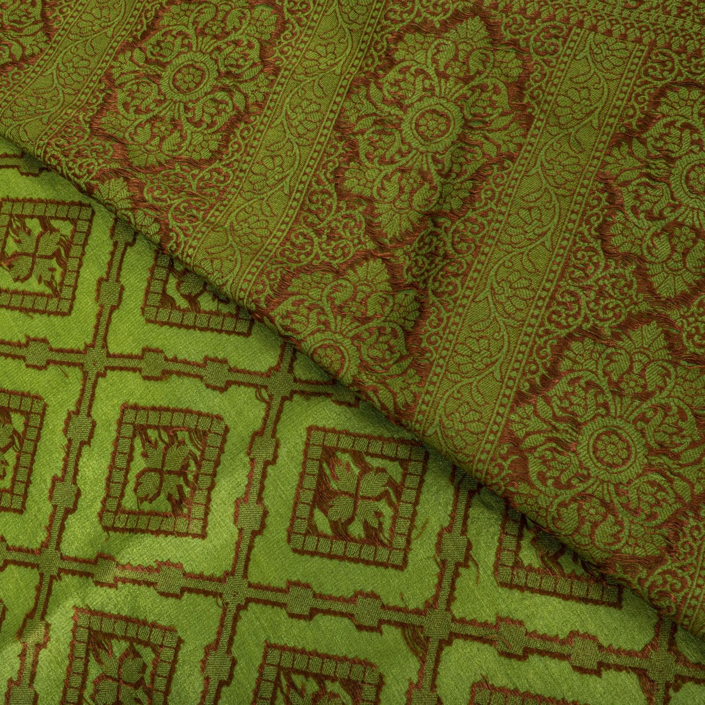 Sanskriti Vintage Saree Green 100% Pure Silk Woven Craft Fabric Bollywood Sari