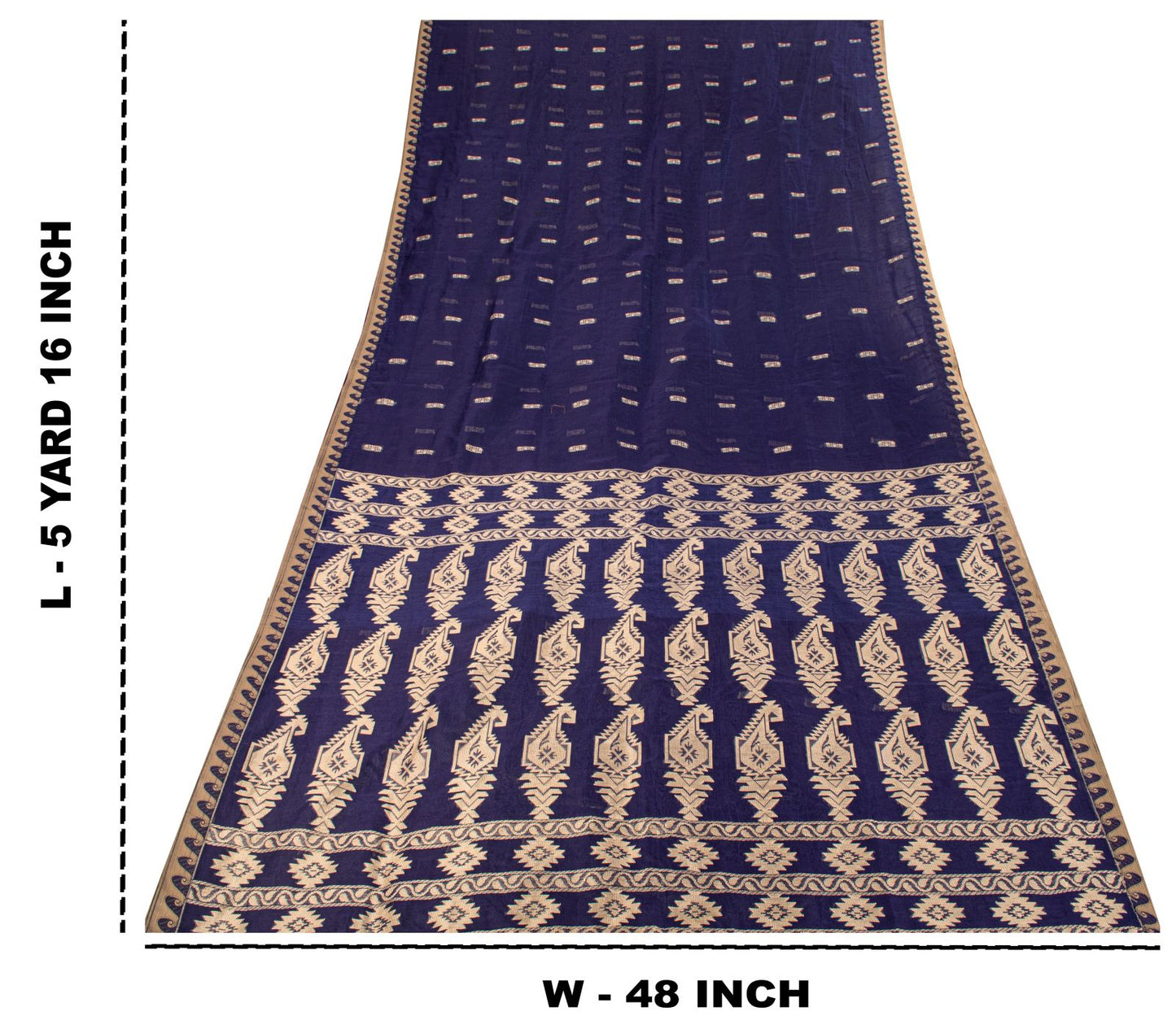 Sanskriti Vintage Saree Blue Blend Cotton Jamdani Woven Fabric West Bengal Sari