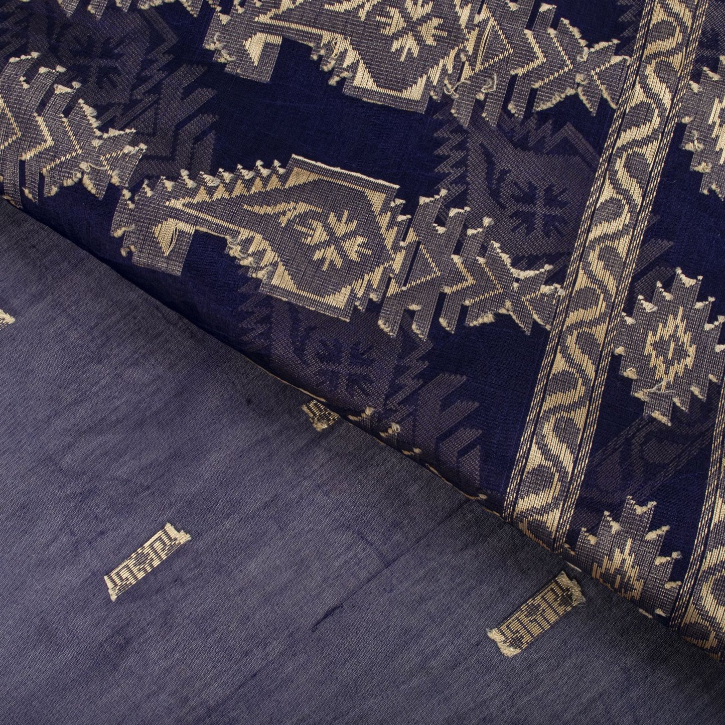 Sanskriti Vintage Saree Blue Blend Cotton Jamdani Woven Fabric West Bengal Sari
