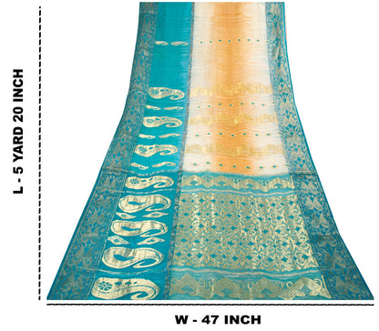 Sanskriti Vintage Saree Blue Blend Cotton Bhagalpuri StyleZari Woven Fabric Sari
