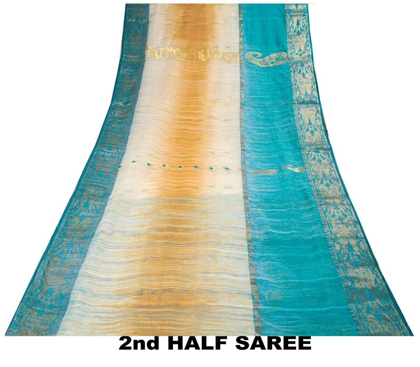 Sanskriti Vintage Saree Blue Blend Cotton Bhagalpuri StyleZari Woven Fabric Sari